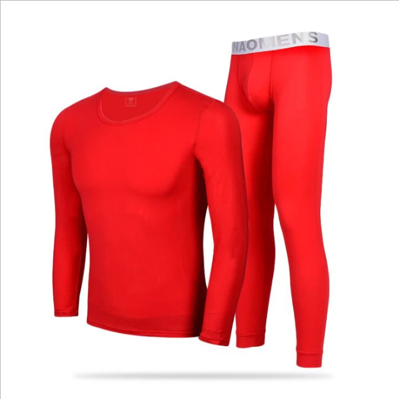 Color 6 O-neck Модальные кальсоны, набор, мужское термобелье, одежда для сна, круглый вырез, длинный рукав, топы, штаны, теплый зимний термокостюм размера плюс M-XXXL - Цвет: Color 6 O-neck