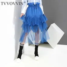 TVVOVVIN, новинка, Осень-зима, высокая эластичная талия, черная сетка, прошитая, свободная, половина тела, юбка для женщин, J959
