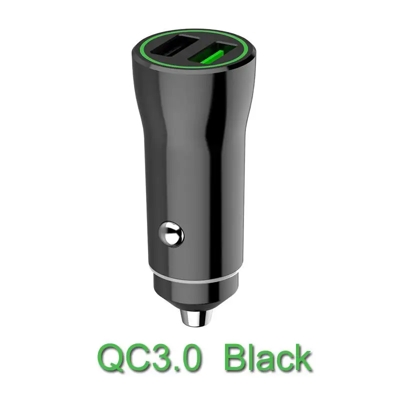 QC 3.0 BLACK TIOODRE автомобильное зарядное устройство QC3.0 USB зарядное устройство для телефона Быстрая зарядка автомобильный адаптер для Xiaomi iPhone с мягким синим светодиодный индикатор прочный - Название цвета: QC 3.0 BLACK
