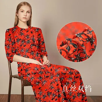 

114cm wide printed silk fabric meter 16 mm crepe de chine silk fabric drapery shirt dress crepe fabric wholesale silk cloth