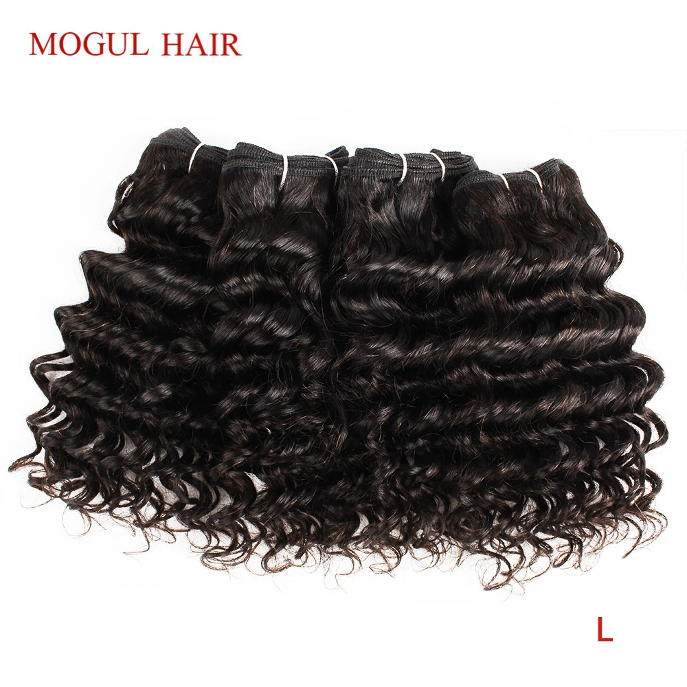 MOGUL HAIR Deep-Wave Dark-Brown 4-Bundles Natural Brazilian Black-Color Remy Short Bob-Style