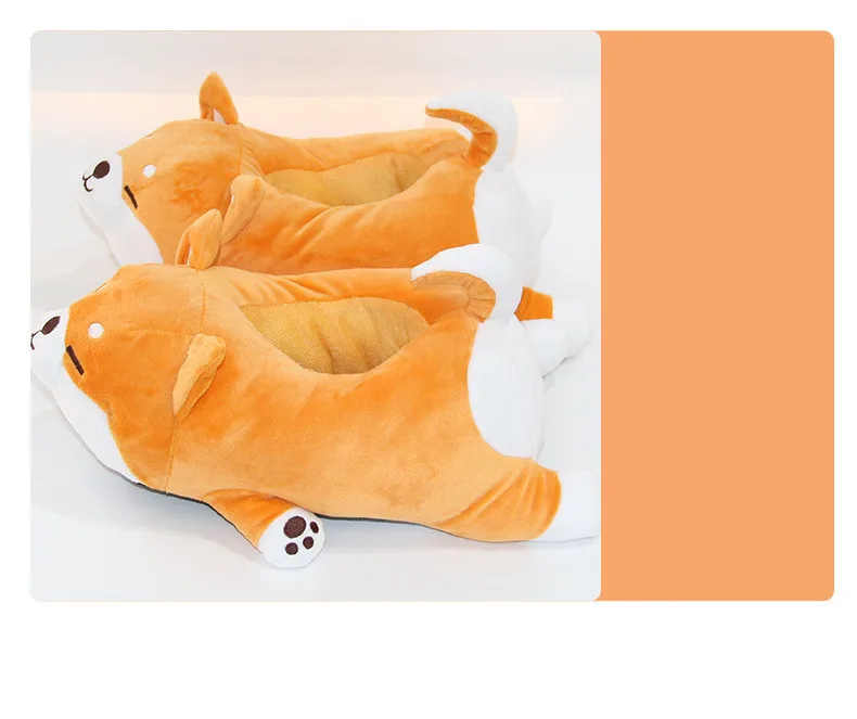 Man Women Funny Slipper 2021 Soft Cute Shiba Inu Dog Slippers Animal Puppy Couples Home Slippers Plush Cotton Household Shoes