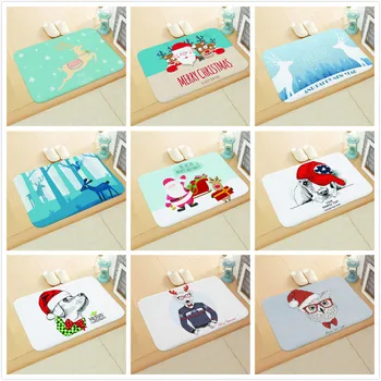 

Christmas Santa Claus Doormat Entrance Printed Home Decor Flannel Rug Living Room Bath Non-Anti-Slip Mats Carpet