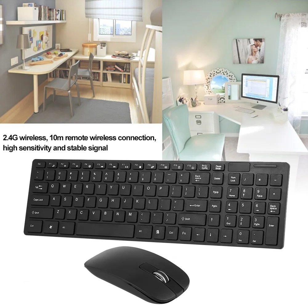 HK-06 2,4G Беспроводная клавиатура и мышь комбо компьютерная клавиатура с разъем для мыши и игры для ноутбука черный офис