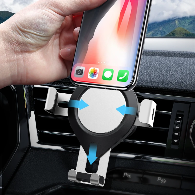 TOPK D17 алюминиевый сплав Gravity Air Vent Автомобильный держатель для телефона для iPhone 11 Pro Xs Max Xiaomi huawei samsung мобильный телефон Hol