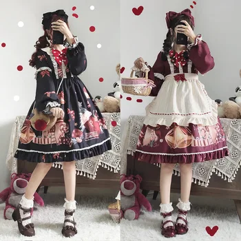 

Summer Adorable Lolita Set Dresses Anime Cartoon Vintage Kawaii Vestido Young Fashionable Sugar Cake Girls Clothes 2020 Japanese