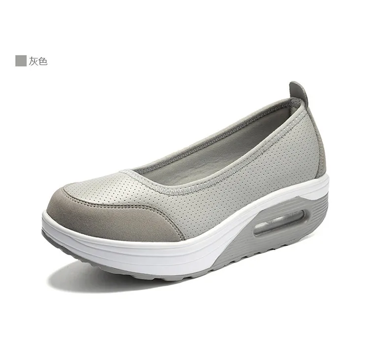 Кожаная обувь на толстой подошве, увеличивающая рост; спортивная обувь для отдыха с закрытым носком; женская обувь CYL-2962 - Цвет: 2962 grey