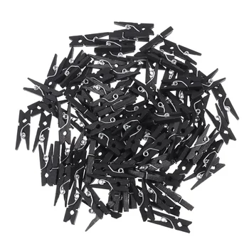 

OUNONA 100 pcs Mini Natural Wooden Paper Clips Utility Versatile Clothespin Clips Picture Photo Cable Pictures Organizer Clips f
