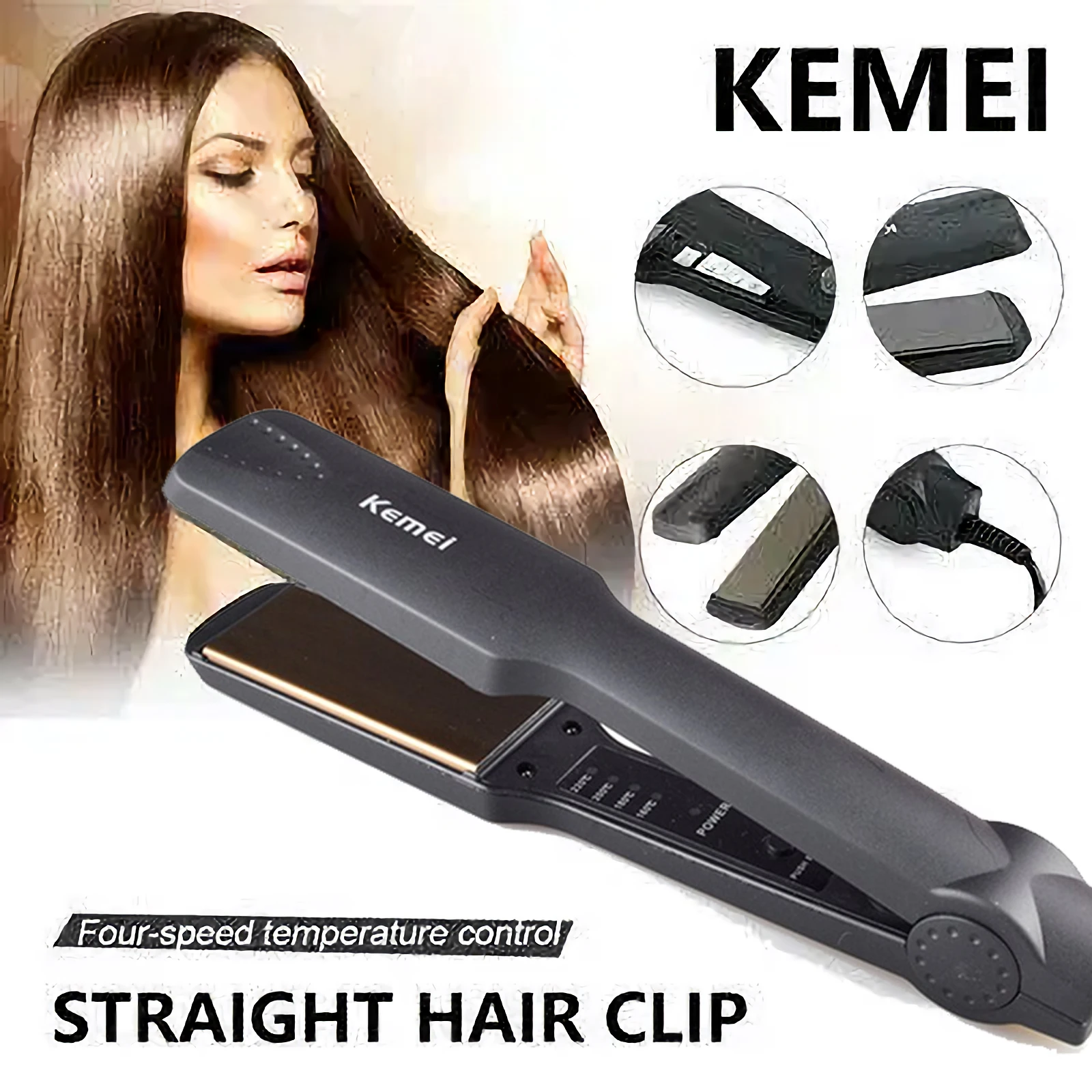 

KM329 Straightening Irons Fast Warm-up Thermal Performance Professional Tourmaline Ceramic Heating Plate Hair Straightener + box