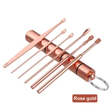 

6 Pcs/Set Portable Ear Wax Removal Cleaner Stainless Steel Spiral Ear Pick Spoon Multifunction Ear Pick Ear Care Beauty Tools