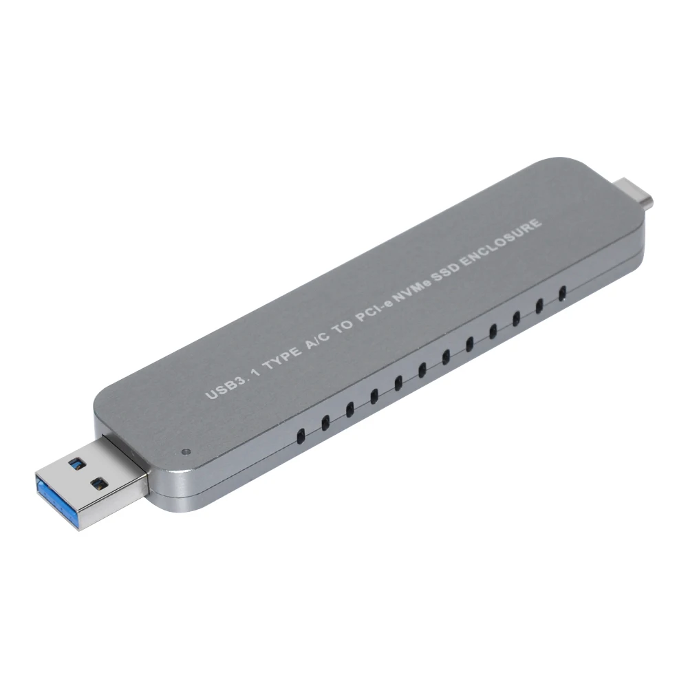 Алюминиевый сплав двойной USB3.1 мобильный SSD жесткий диск коробка TYPE-A+ C к M.2 NVME чехол для жесткого диска