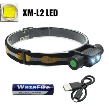

Ultra Bright Waterproof L2 Head Lamp Rechargeable Head Light 4-mode White Light Forehead Torch with 18650 Battery for Running