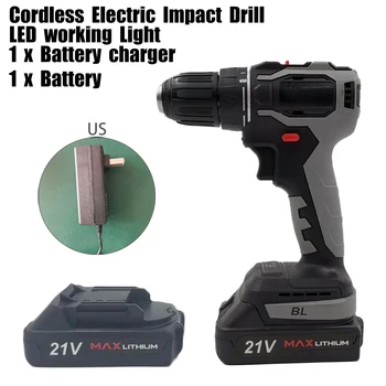 

18V 3 In 1 Electric Cordless Brushless Impact Drill 150Nm Screwdriver 2-Speed LED Power Tools W/ Li-Ion Battery Charger