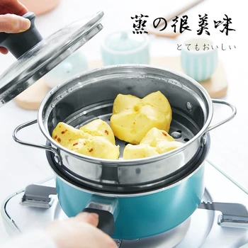 

Food steaming layer bread small soup pot steamed Lattice drawer stainless steel mini household dairy pot steamer kitchen