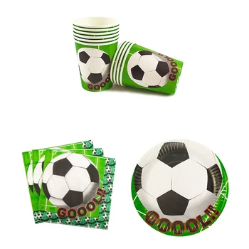 

Football Theme Happy Baby Shower Kids Boys Favors Napkins Birthday Party Cups Plates Soccer Dishes Glass 60Pcs