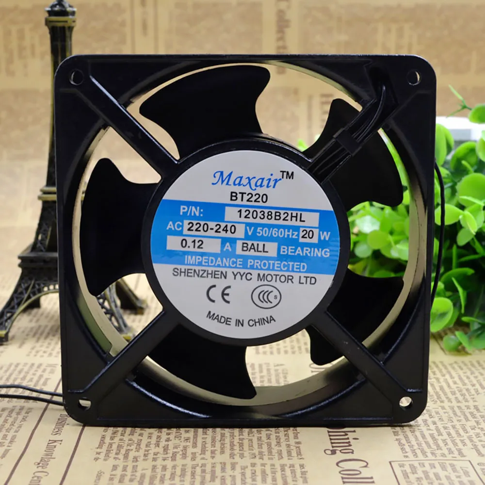 

NEW BT220 AC 220V - 240V 0.12A 20W 12038 12CM 12038B2HL cooling fan 120X120X38MM BALL BEARING