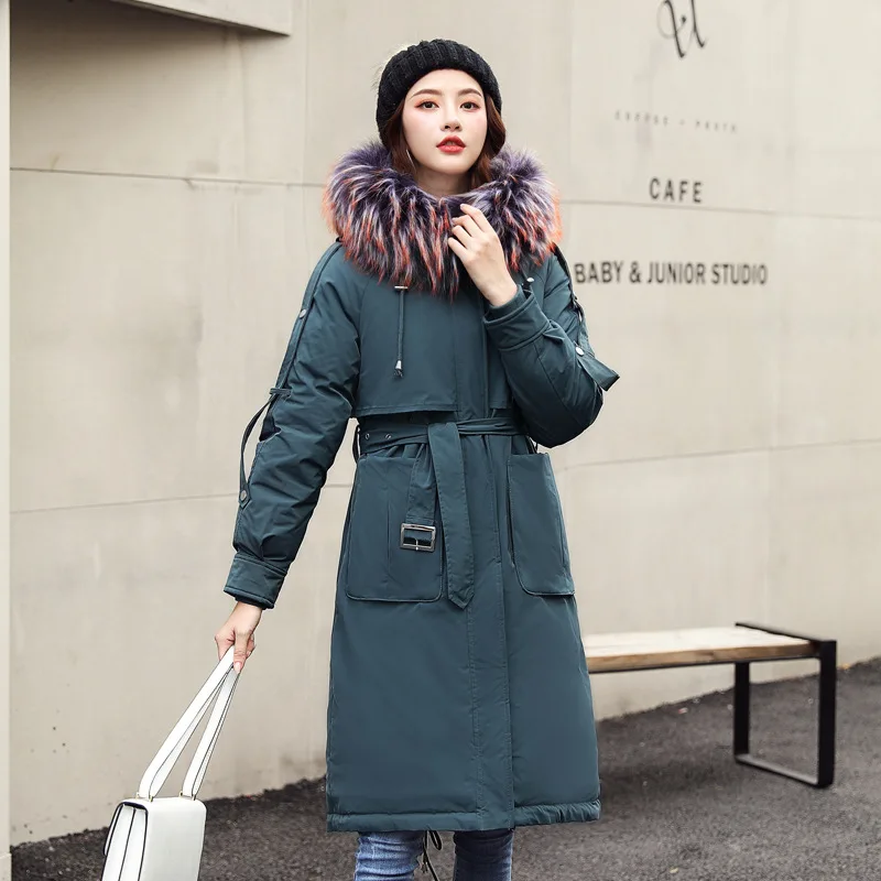 

19 New Winter off Season Parka Women's Mid-length Lambs Wool Inner Wearing Large Fur Collar Cotton Overcoat Fashion Cotton Coat
