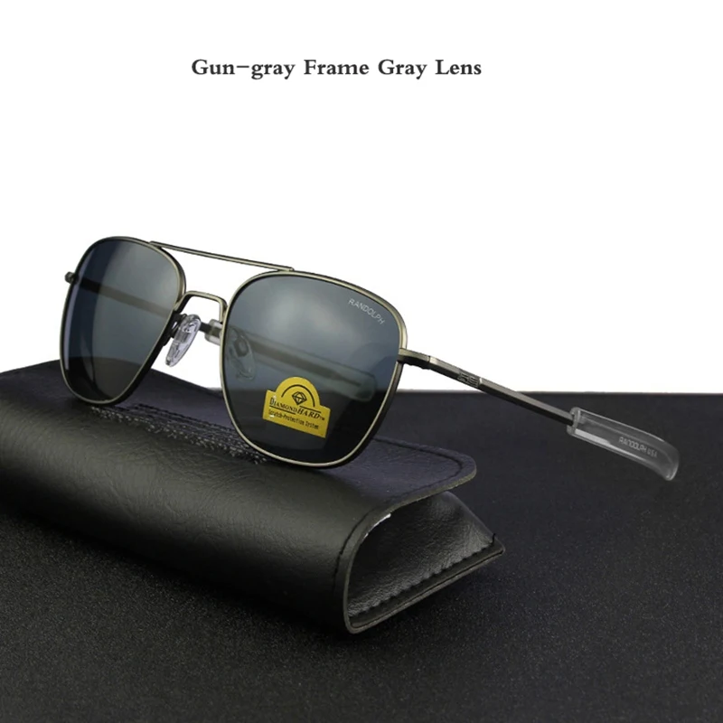 Pilot USA. RE Sun glass es мужские высококачественные брендовые дизайнерские линзы RANDOLPH AGX из закаленного стекла AO Sun glass es мужские YQ1006 - Цвет линз: gun-gray gray