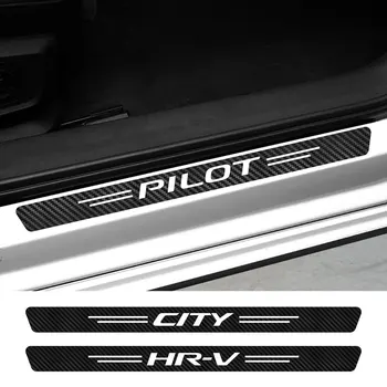 

4PCS Car Door Sill Stickers For Honda CITY DOHC HR-V LEGEND Modulo ODYSSEY PILOT VEZEL VTEC Auto Accessories Carbon Fiber Decals