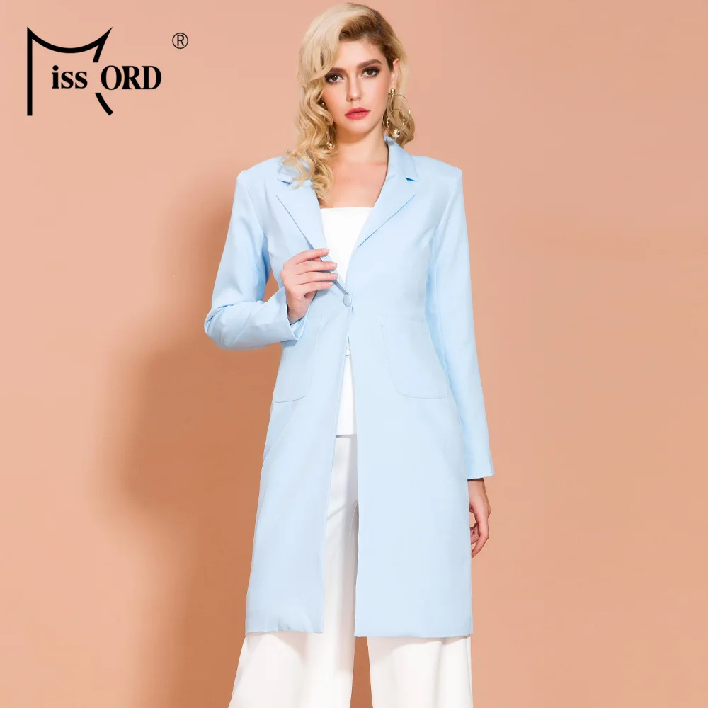 

Missord 2019 Women Sexy Long Sleeve Button Solid Color Street Slim Coat NE1846-1