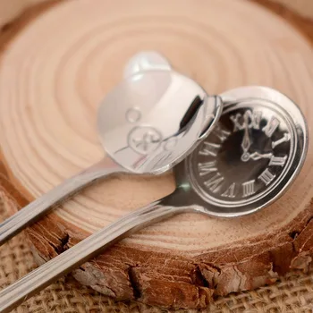 

Stainless Steel Coffee Spoon Stirring Tea Spoon Cute Cartoon Scoop Clock Time Bear Spoon