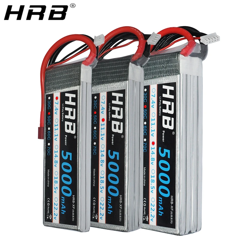 HRB 2S 3S 4S Lipo Battery 7 4 V 11 1 5000mah XT60 50C Deans EC5 TRX T 5S 6S 14 8 18 5 22 2 RC Parts для осевых самолетов и