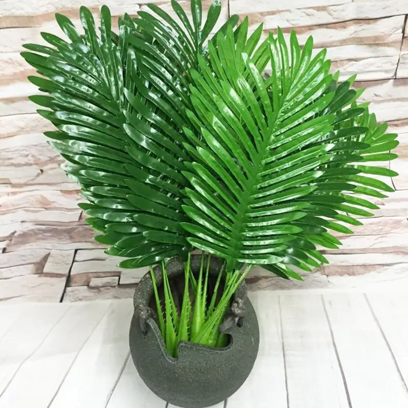 

5 Pack Palm Leaves Fake Faux Artificial Plant Leaves Green Single Leaf Palm for Home Kitchen Party Supplies Tropical Leaves Deco