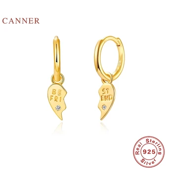 

CANNER Ins Wind Love Earrings For Women 100% Real 925 Sterling Silver Earrings Hoops Zircon Korean Fine Jewelry Pendientes