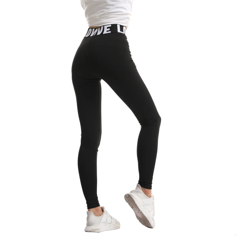 Женские леггинсы для фитнеса Love с эластичной талией готические высокой