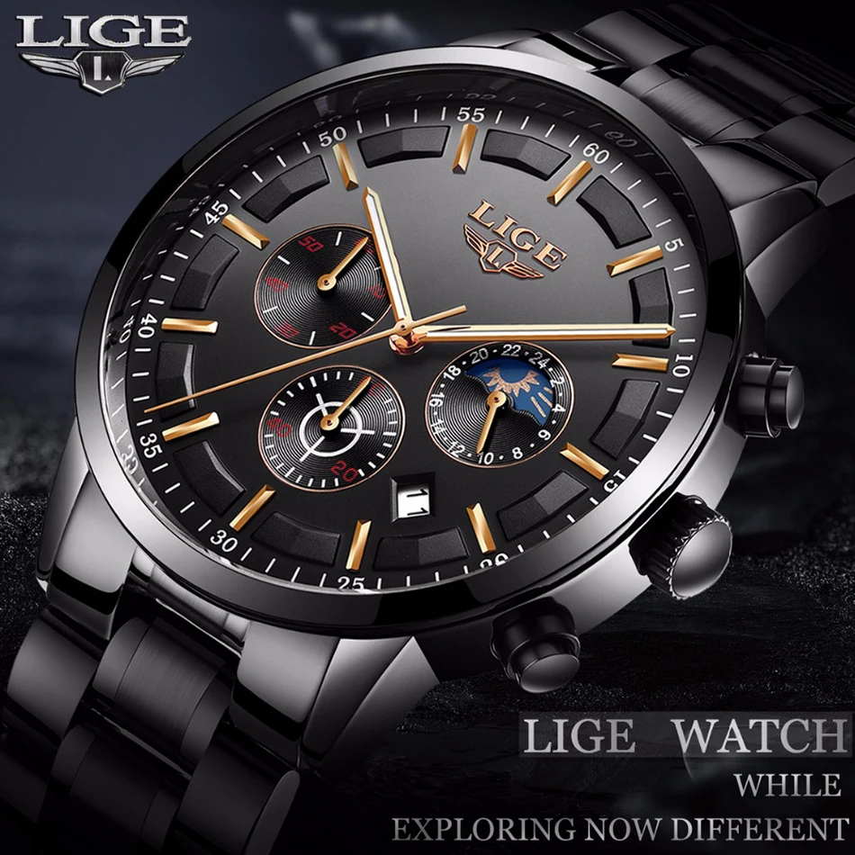 2022 New LIGE Watches Men quartz Top Brand Analog Military male Watches Men Sports army Watch Waterproof Relogio Masculino+Box
