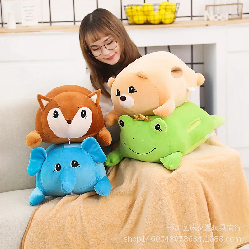 

Cartoon Animal Frog Office Lunch Nap Pillow Bear Blanket Dual Purpose Cushion Three-in-One Air Conditioner Blanket