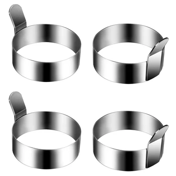 

BEST4 Pieces 3.5 inchStainless Steel Round Pancake Ring Egg Ring, Non-Stick Omelette Mold, Pancake Making Mold, Breakfast Egg Sa