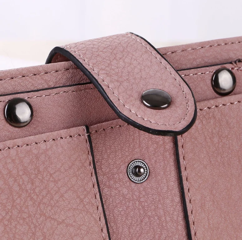 Women Wallet Simple Retro Rivets Short Wallet Coin Purse Card Holders Handbag for Girls Purse Small Wallet Ladies Bolsa Feminina