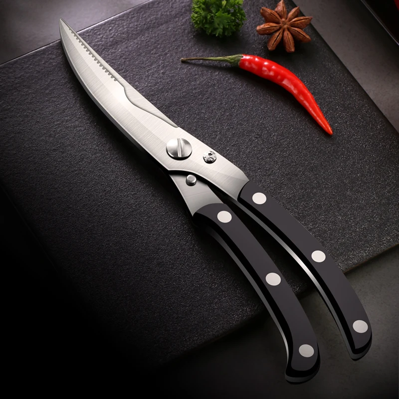 Stainless Steel Kitchen Scissors Strong Chicken Bones Cut Vegetables Fish Meat Duck Food Household Cooking Shears