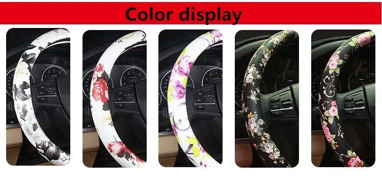 Винтажный кожаный чехол на руль с цветочным принтом женские автомобильные чехлы на руль для девочек автомобильные аксессуары для руля