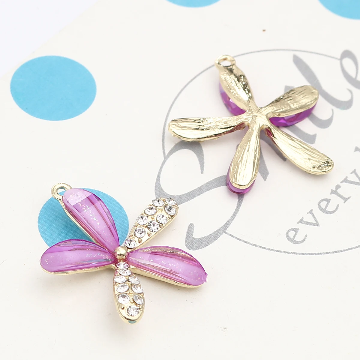 

DoreenBeads Fashion Flower Jewelry Making Pendant Alloy Pendants Colorful Clear Rhinestone DIY Findings 30mm x 29mm, 2 PCs