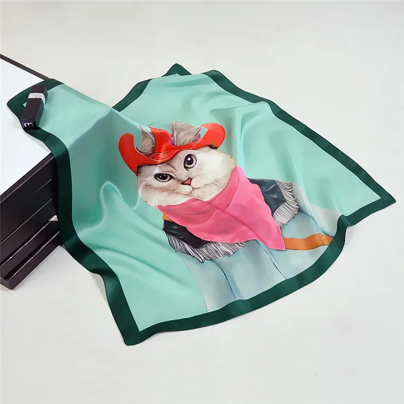 Платок POBING из 100% чистого шелка квадратный платок с рисунком животных Маленький