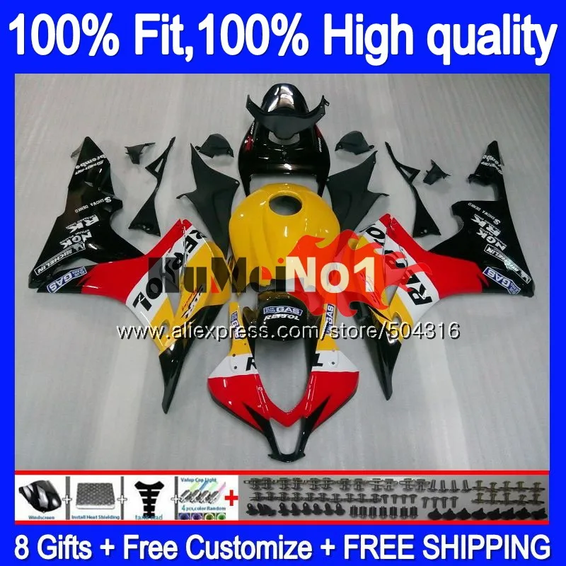 Инъекций для HONDA CBR 600 RR CC 600RR 600F5 CBR600RR 36MC. 37, черные, оранжевые, CBR600F5 600CC CBR600 RR F5 2007 2008 07 08 обтекатель