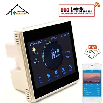 

HESSWAY TUYA APP Color touch technology ndir co2 sensor WIFI for air ventilation system