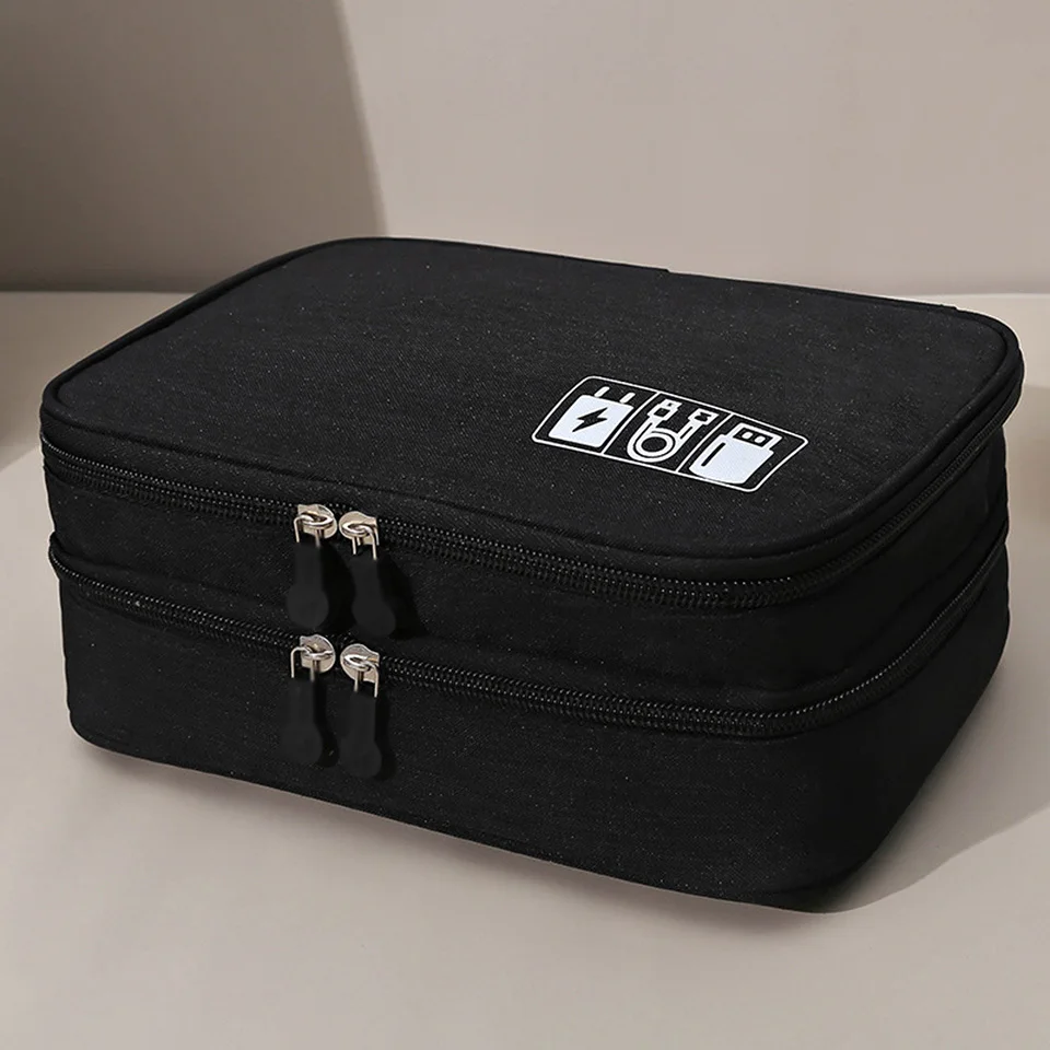 Double Layer Electronics Organizer Cable Storage Tidy Bag for Cables Digital Packet for Electronic Accessories Travel bag