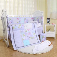 4 шт./компл. из мягкой дышащей ткани хлопок кроватка Постельное белье юбка для детской кроватки детские органайзер, украшенные бабочками; для мальчиков и девочек детская кроватка Постельное белье