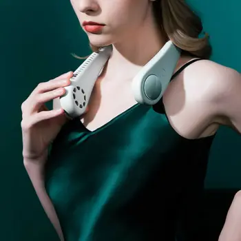 

Bladeless Cooling Necklace Fan USB Rechargeable Hands Free Hanging Neck Cooler T3LB