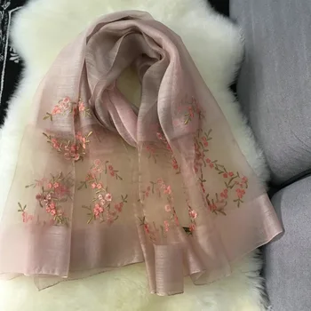 

print long scarves for women wraps shawl head band Bohemian beach flowers chiffon scarf White