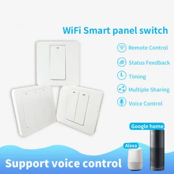 

aWiFi Smart Panel Switch Remote Voice Control Timing Button Light Switches For Google Home Alexa