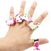 6pcs 10pcs Environmental Unicorn Mermaid dinosaur Ring Girl boy chindren PVC Silicone Ring Handmade Children's Cartoon Ring 3