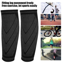 Black A pair Unisex Calf Protector Knitted Nylon Four-way Stretch Compression Leg Protector Sports Knee Pad Running Basketball