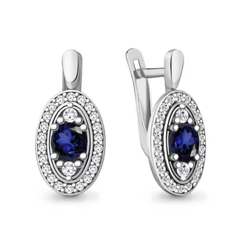 

Earrings with AQUAMARINE nanosapfirami, cubic zirconia, silver 925