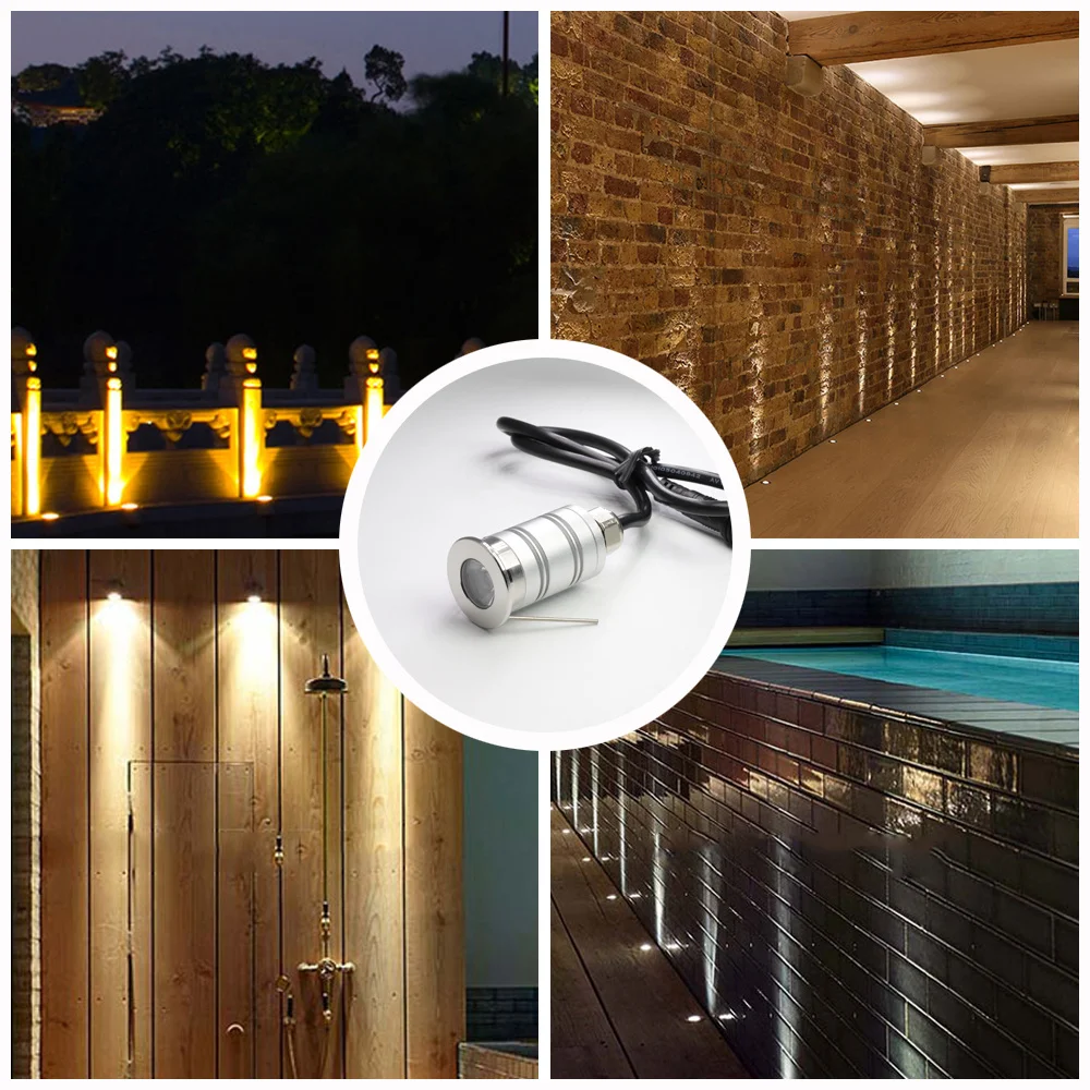 Description Picture 3 of item1W Mini LED Deck Light 12V-24V Underground Lamp Bean 15D Garden Stair Pathway Landscape SpotLighting Waterproof IP67 Downlight