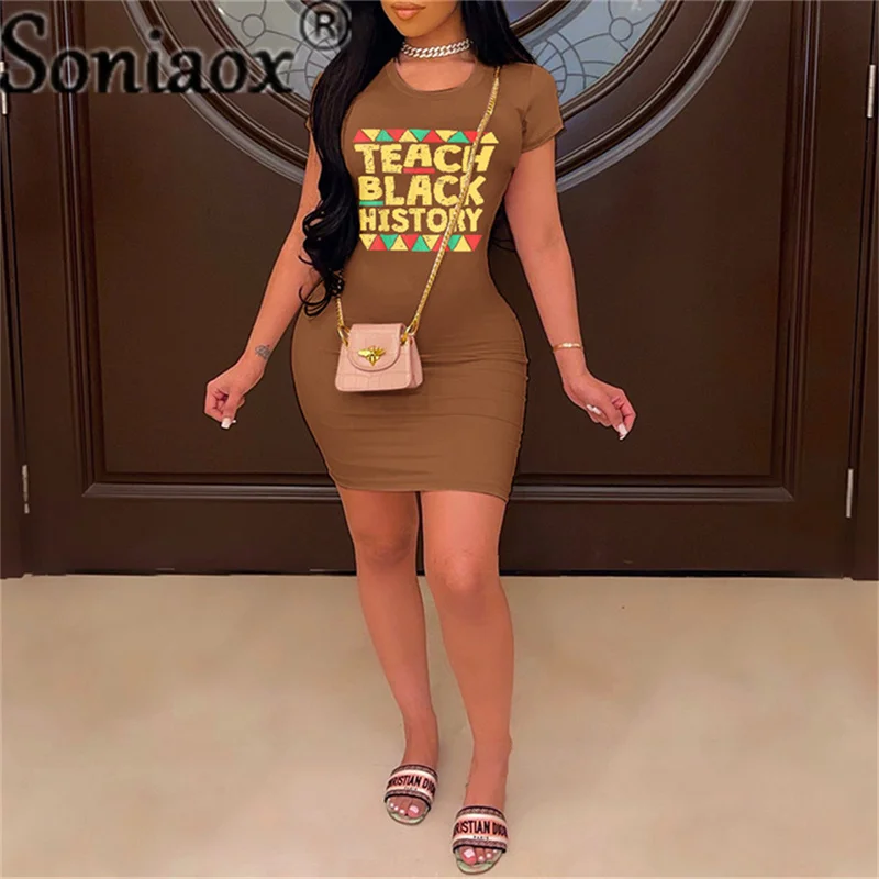 

2021 Woman New Summer Mini Dress Letters Printed Ladies Sexy O Neck Vestidos Casual Short Sleeve Slim Fit Fashion Short Dresses