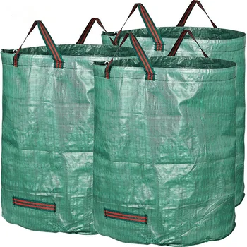 

Green Large Capacity Heavy Duty Garden Waste Bag Durable Reusable Waterproof PP Yard Leaf Grass Container Storage Bags